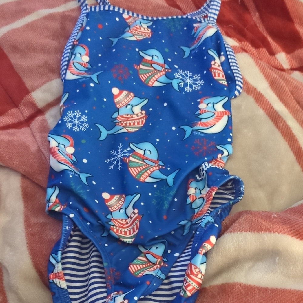 Blue Dolphin Print Swimsuit